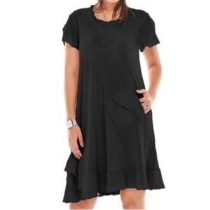 Oh My Gauze Dress Womens Size 1 Medium LA Midi Boho Oversized  Black